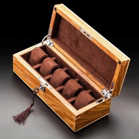 Solid Wood Watch Storage Display Boxes Case Home Use Yellow Jewelry Case with Lock