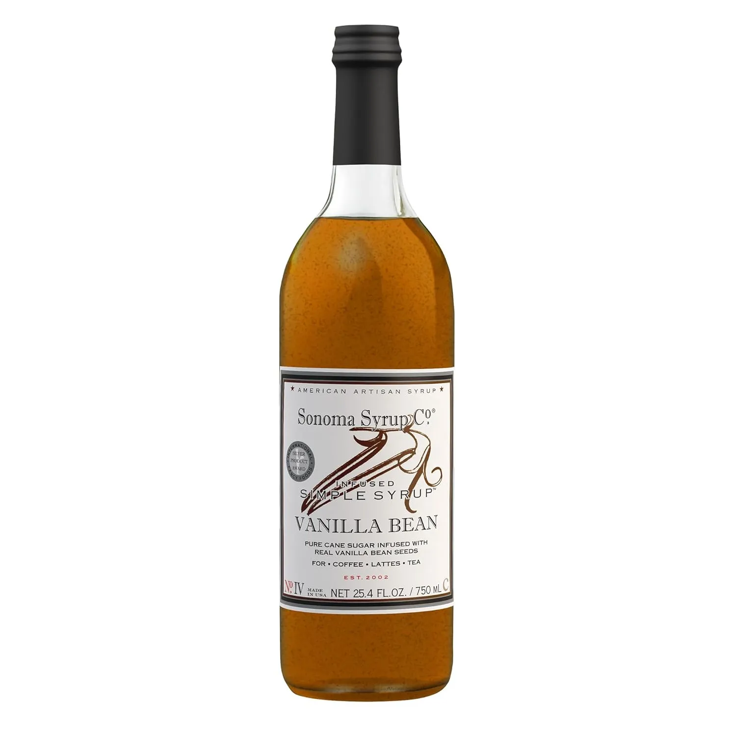 Sonoma Syrup Co Vanilla Bean Infused Syrup, 25.4 Fl Oz for Coffee, Cocktails, and Cooking
