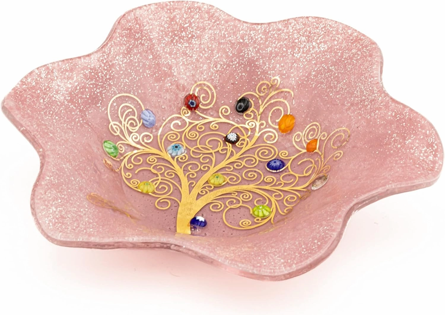 Sospiri Venezia Glass Decorative Plate Murano Glass Decorative Bowl, Gift Decoration Centerpiece Tree of Life, Catchall Bowl Catchall Tray for Entrance Table Console Living Room Dining Table 5"x5"