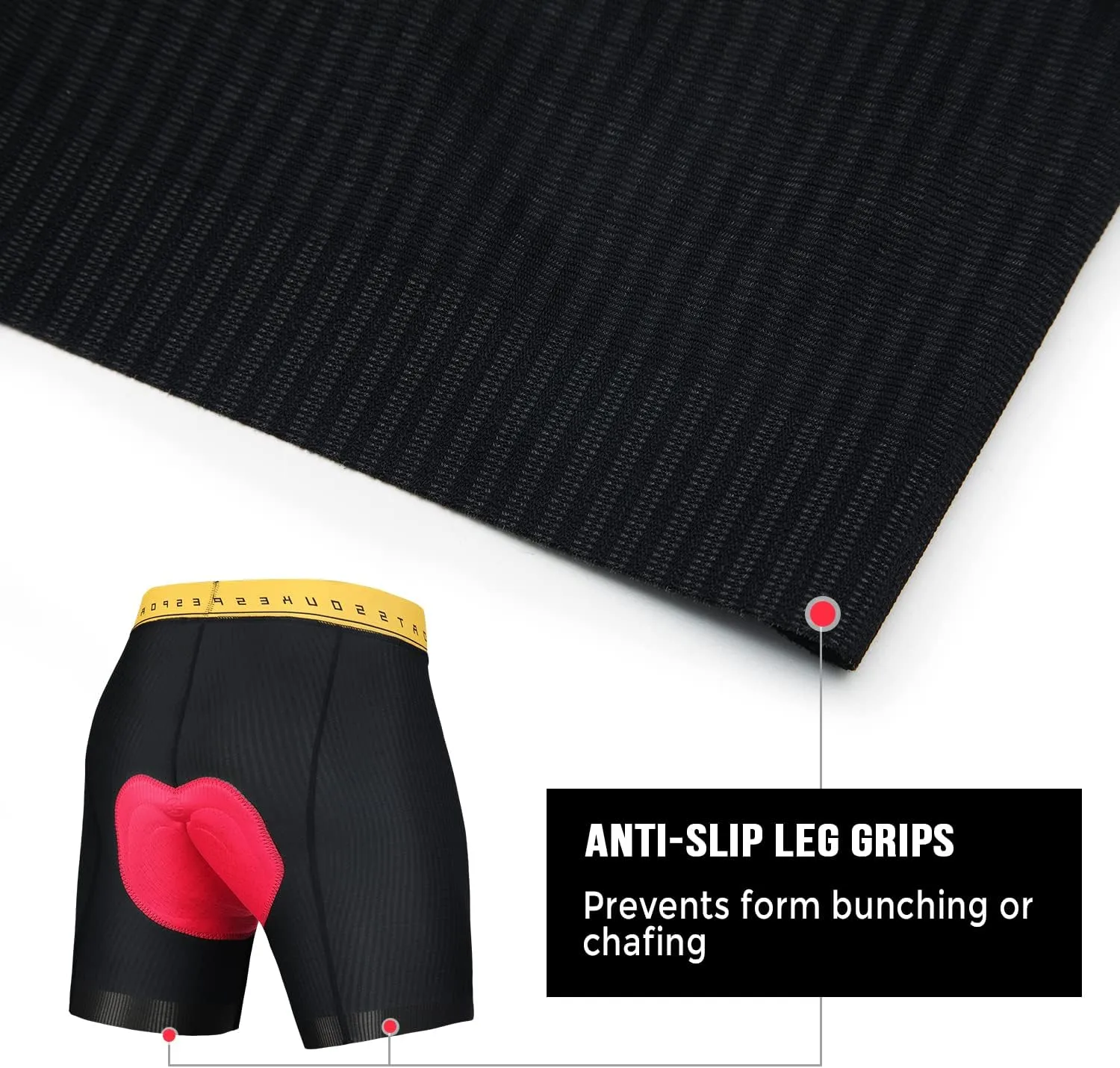 Souke Sports Bike Shorts for Men Padded Men's Cycling Underwear Biking Bicycle Undershorts with Anti-Slip Leg Grips
