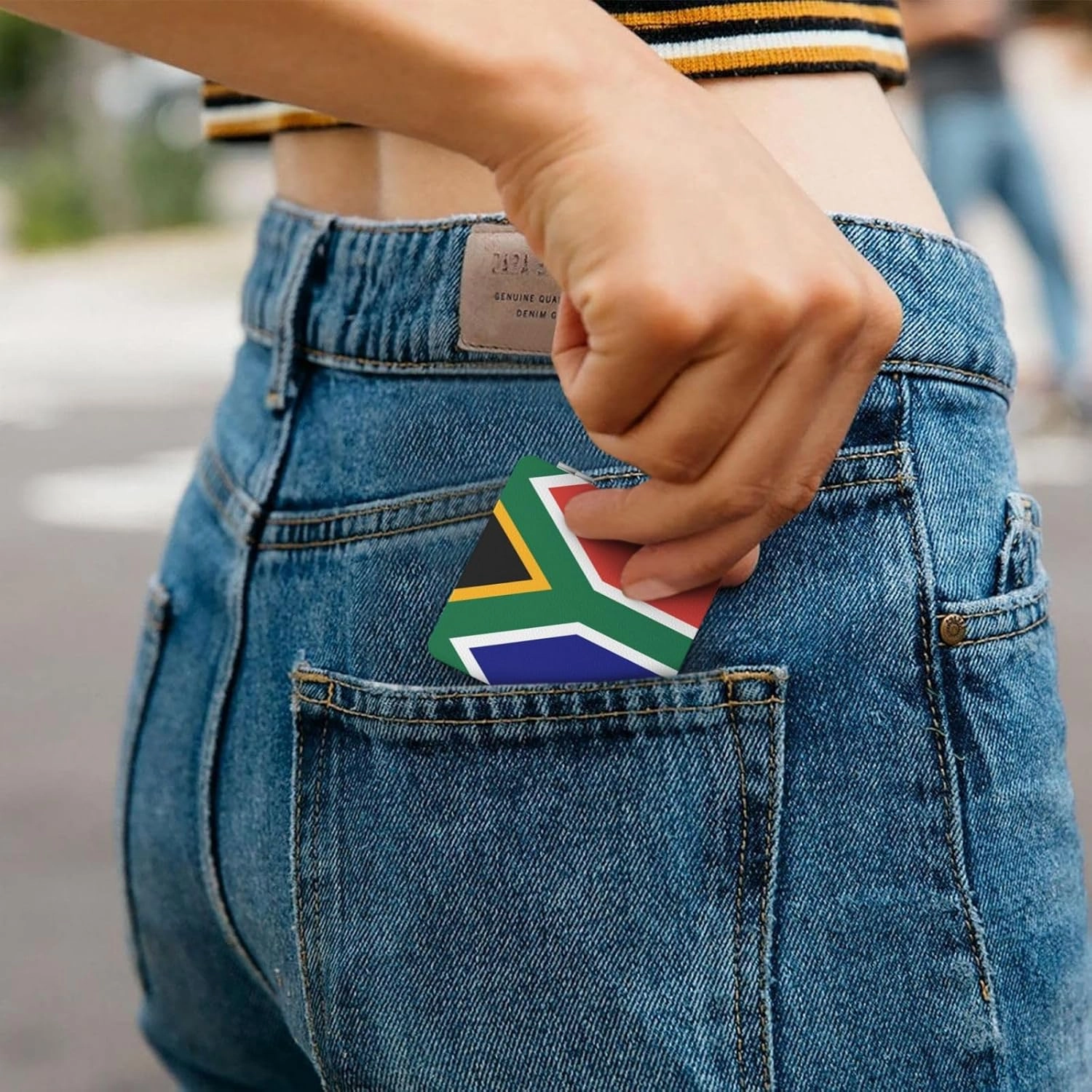 South African Flag Makeup Mirror Portable Folding Mini Mirror Double Sided Travel Makeup Mirror Square Handheld Pocket Mirror