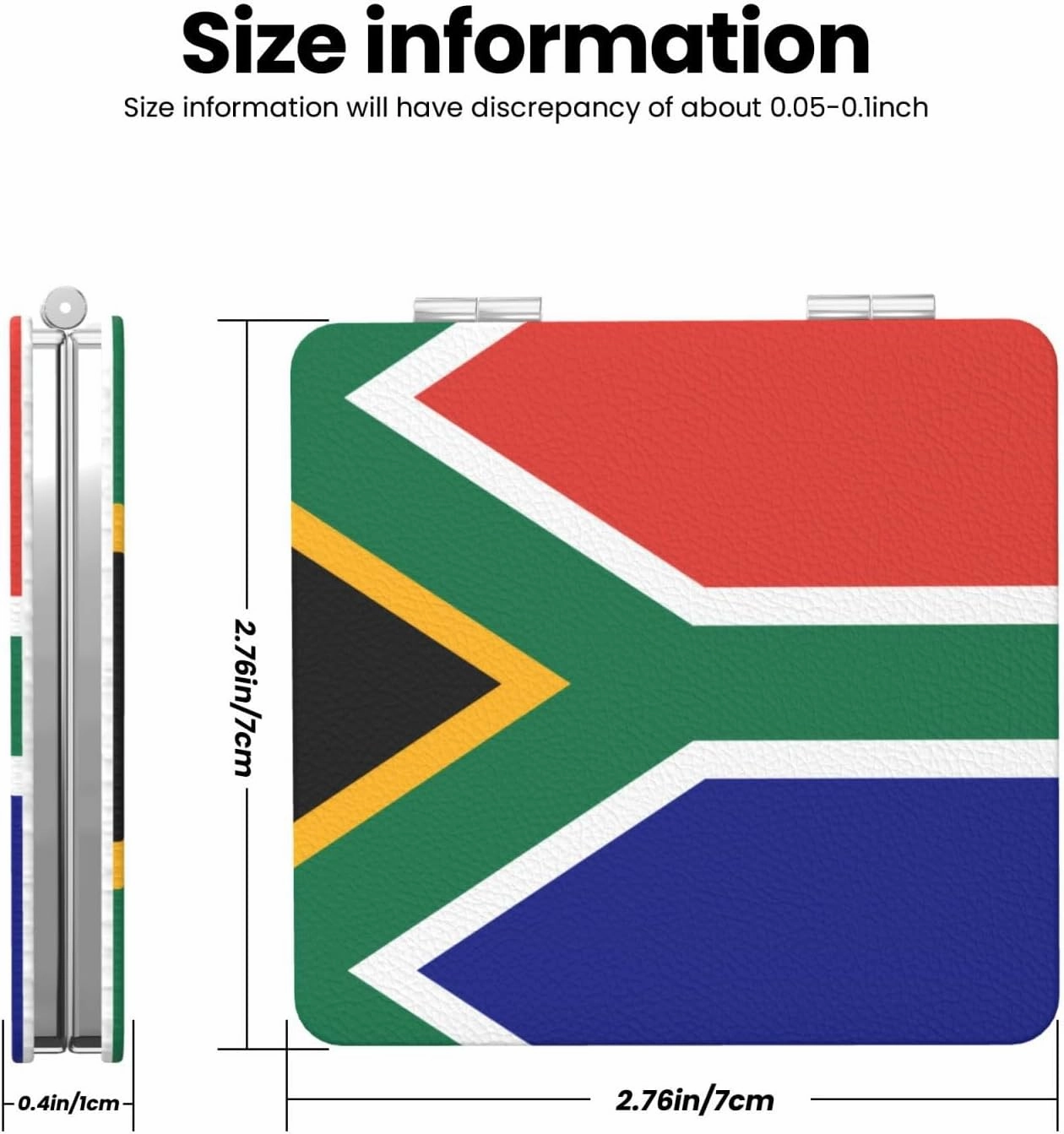 South African Flag Makeup Mirror Portable Folding Mini Mirror Double Sided Travel Makeup Mirror Square Handheld Pocket Mirror