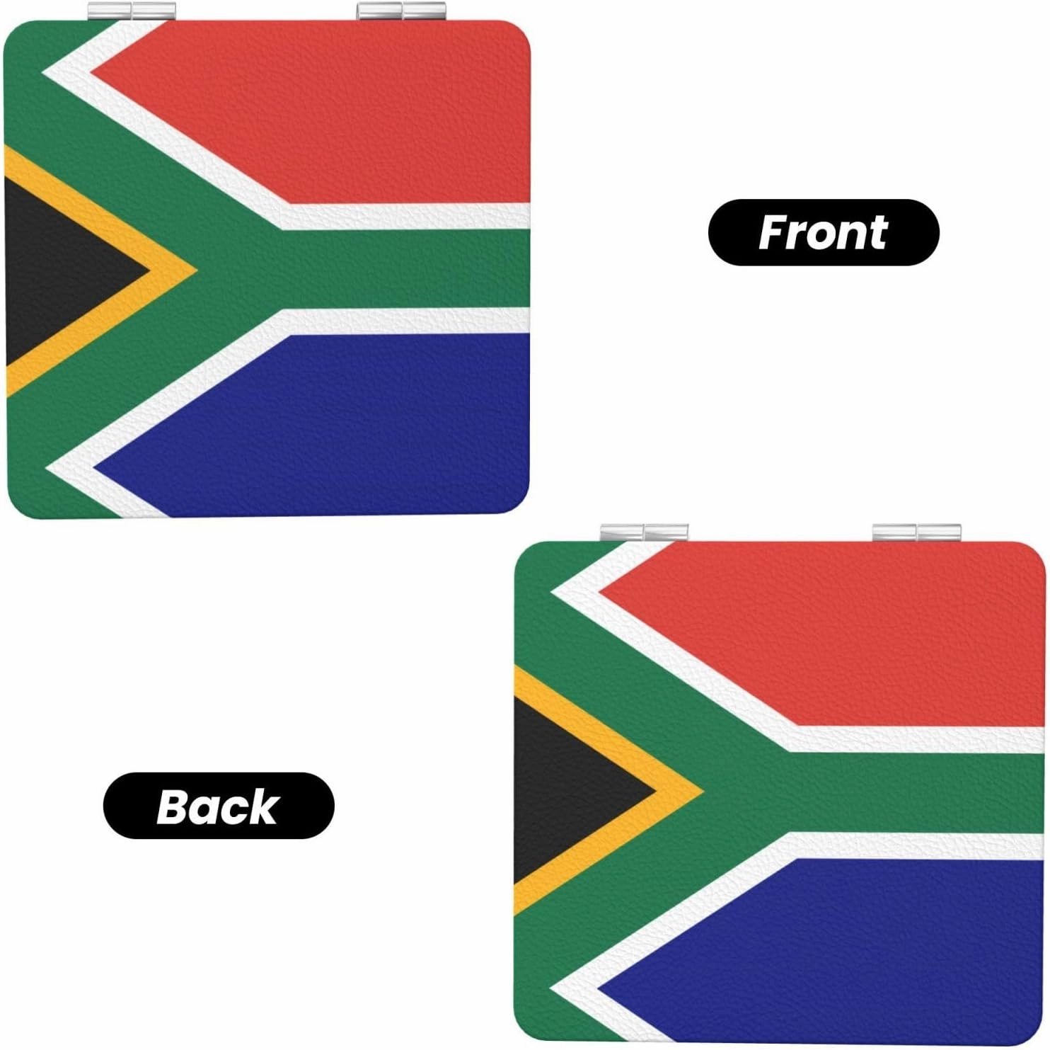 South African Flag Makeup Mirror Portable Folding Mini Mirror Double Sided Travel Makeup Mirror Square Handheld Pocket Mirror