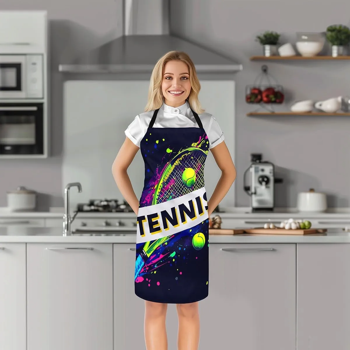 Sporting Theme Aprons for Men Women,Fashion Modern Sports Game Waterproof Apron