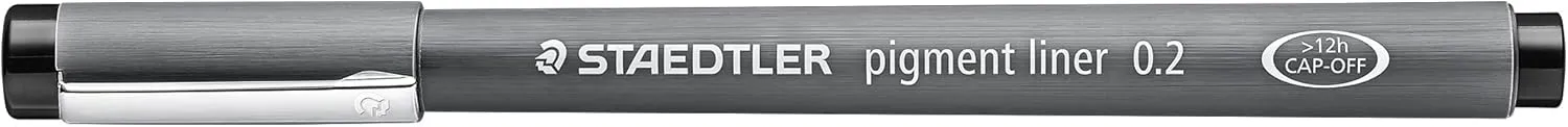 STAEDTLER 308 02-9 Pigment Liner Fineliner Pen for Writing & Technical Drawing - Black, 0.2mm (Box of 10)