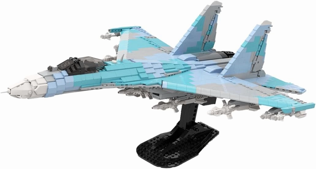 Su-27 Fighter Jet Building Blocks Model, 2006PCS 1/35 Scale MOC Creative Plane Military Aircraft Model Display Set, Collectible Gifts Set for Adults, MOC-186091