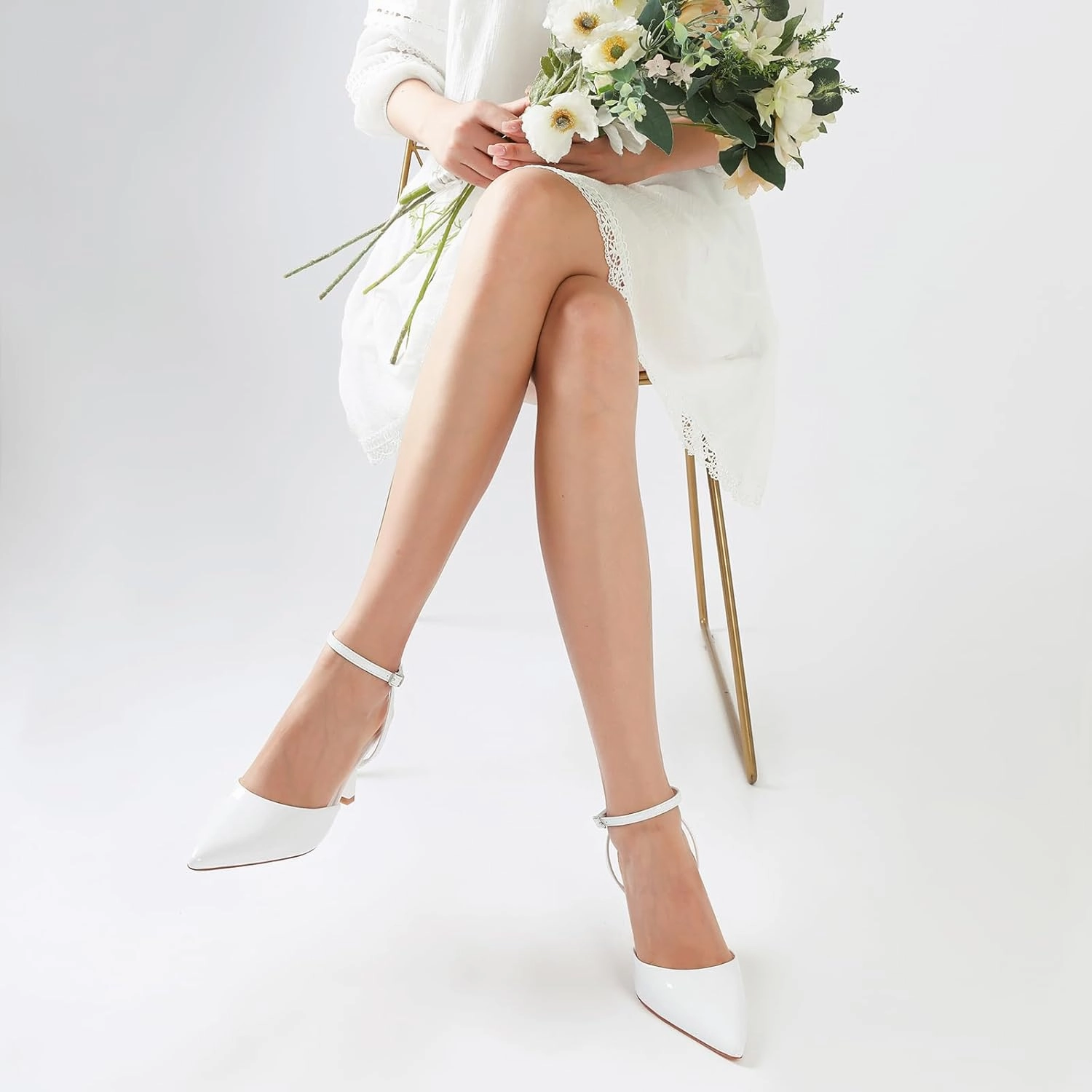 Susanny Heels for Women Stiletto Closed Pointed Toe Backless Dress Shoes High Heels Sexy Kitten Pumps Wedding Guest Party Dance Prom Dressy Comfort Shoes