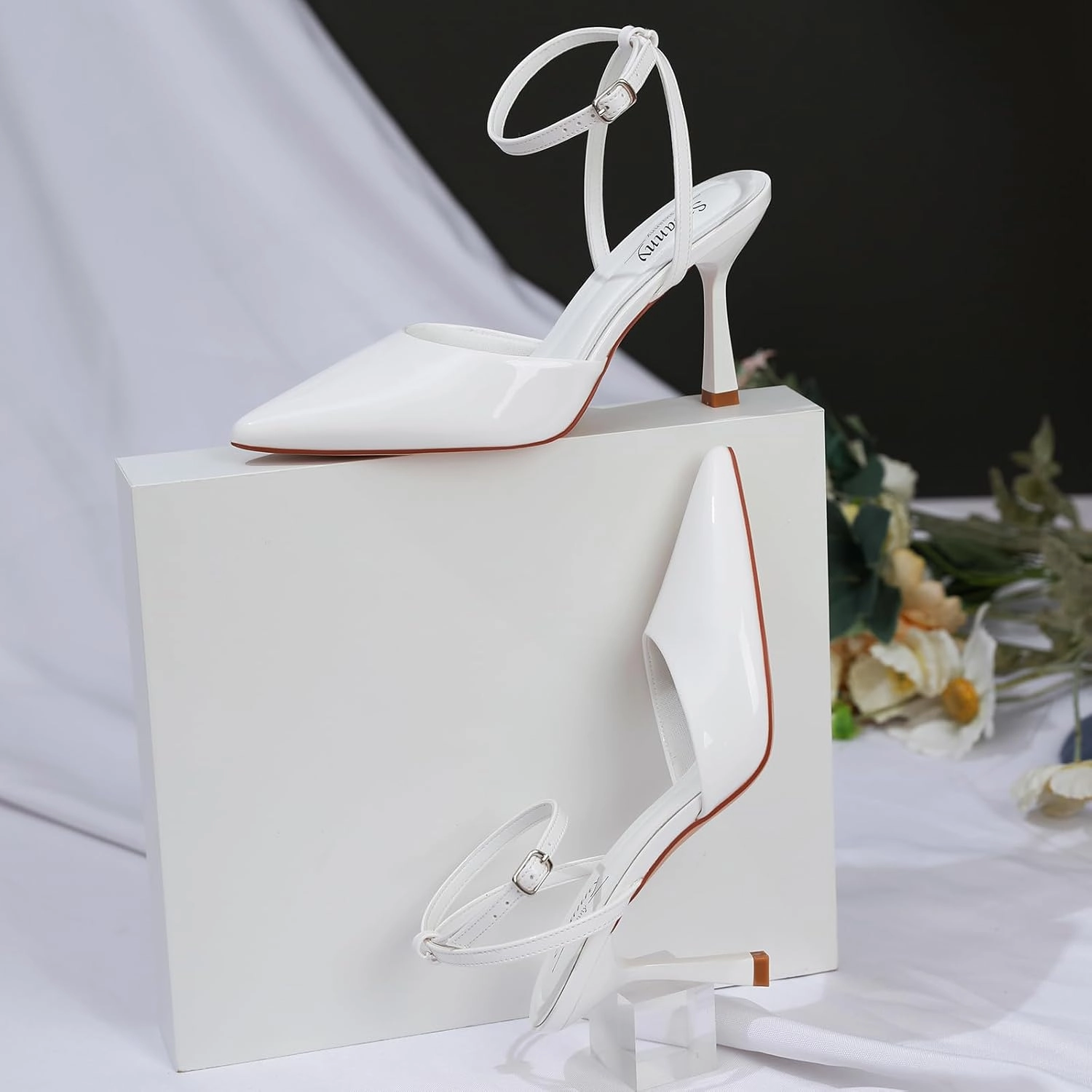 Susanny Heels for Women Stiletto Closed Pointed Toe Backless Dress Shoes High Heels Sexy Kitten Pumps Wedding Guest Party Dance Prom Dressy Comfort Shoes