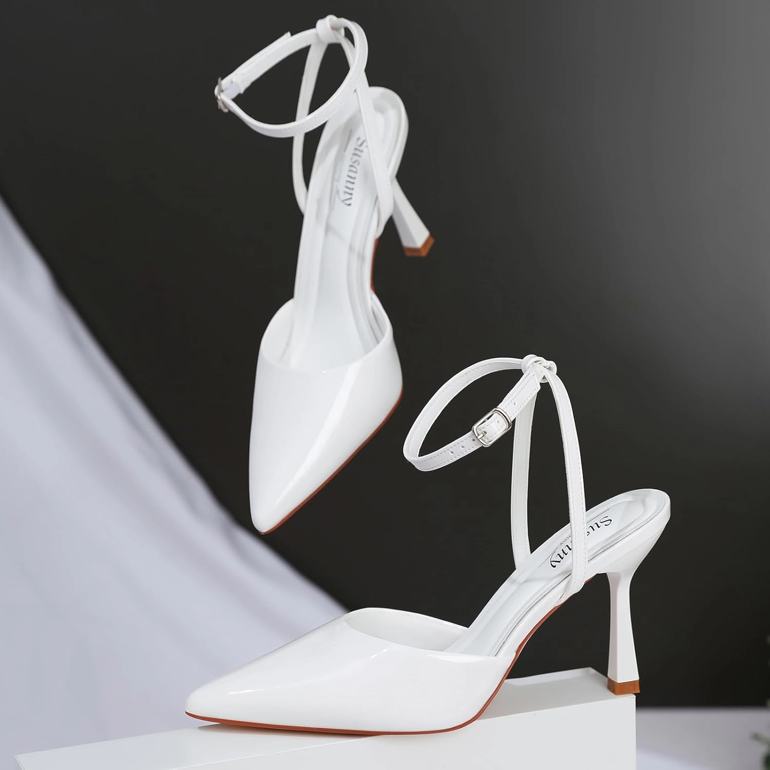 Susanny Heels for Women Stiletto Closed Pointed Toe Backless Dress Shoes High Heels Sexy Kitten Pumps Wedding Guest Party Dance Prom Dressy Comfort Shoes