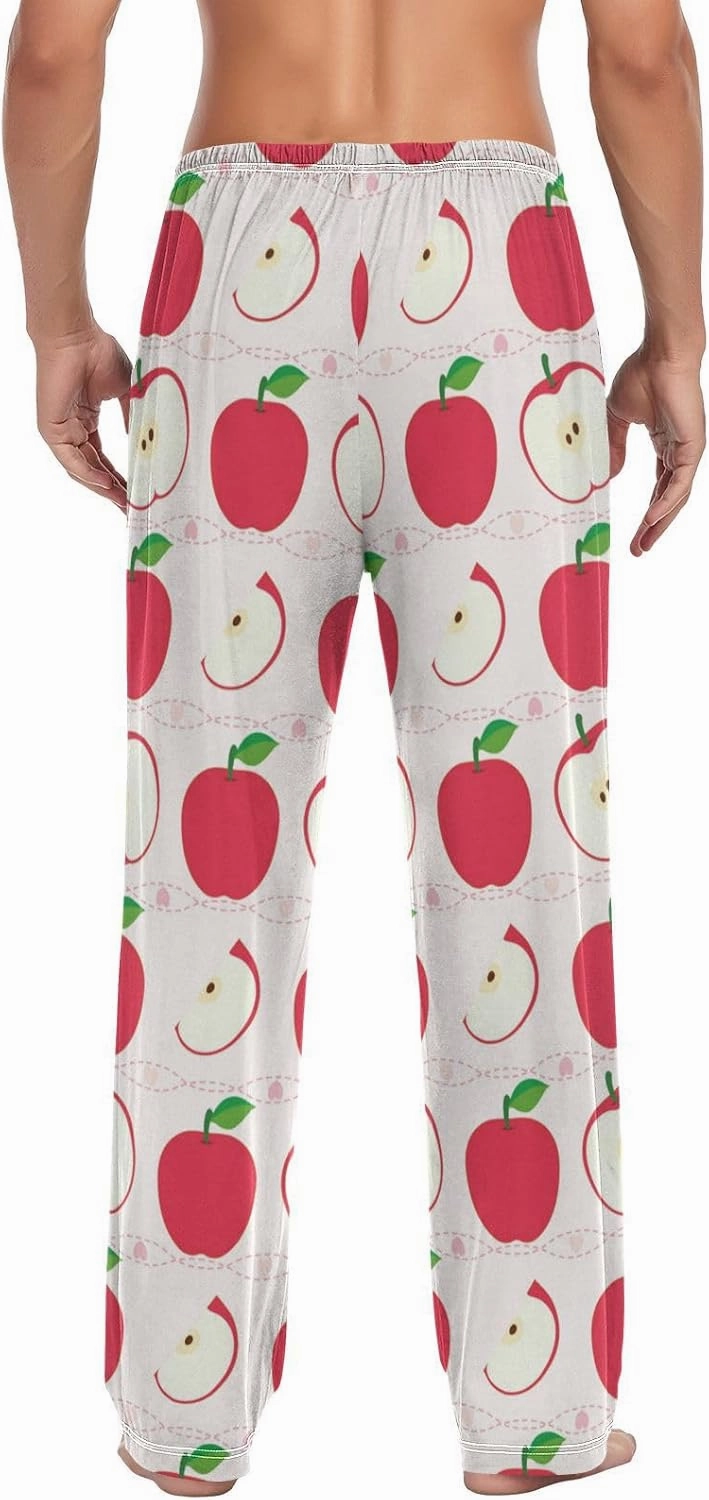 susiyo Mens Pajama Pants Red Apples Fruit Sleepwear Pjs Bottoms with Pockets