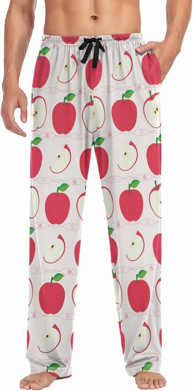 susiyo Mens Pajama Pants Red Apples Fruit Sleepwear Pjs Bottoms with Pockets