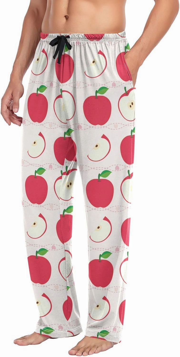 susiyo Mens Pajama Pants Red Apples Fruit Sleepwear Pjs Bottoms with Pockets