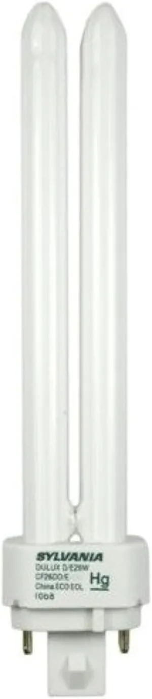 Sylvania 20669 (4-Pack) CF26DD/E/841/ECO 26-Watt Double Tube Compact Fluorescent Light Bulb, 4100K, 1710 Lumens, 82 CRI, T4 Shape, 4-Pin G24q-3 Base