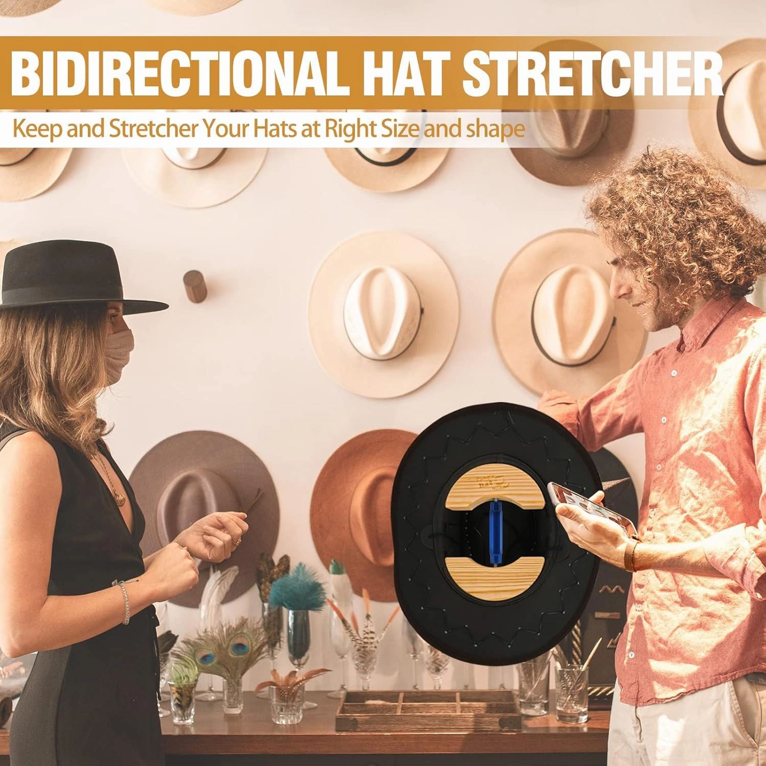 Tang's Wooden Hat Stretcher for Fitted Hats,Adjustable Turn Buckle .OneSizeUnisex AdultsHatShaper, Suit for All Hat Women&Men