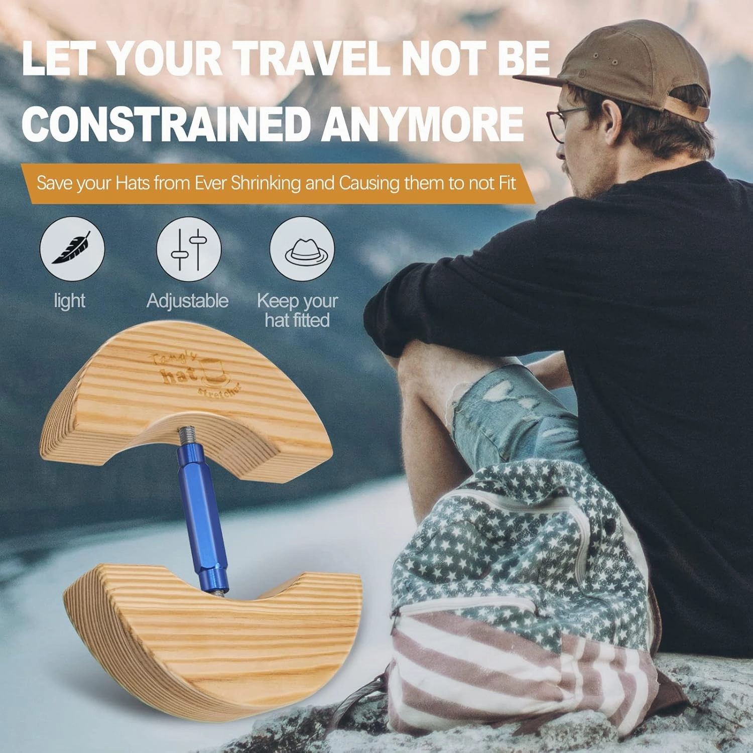 Tang's Wooden Hat Stretcher for Fitted Hats,Adjustable Turn Buckle .OneSizeUnisex AdultsHatShaper, Suit for All Hat Women&Men