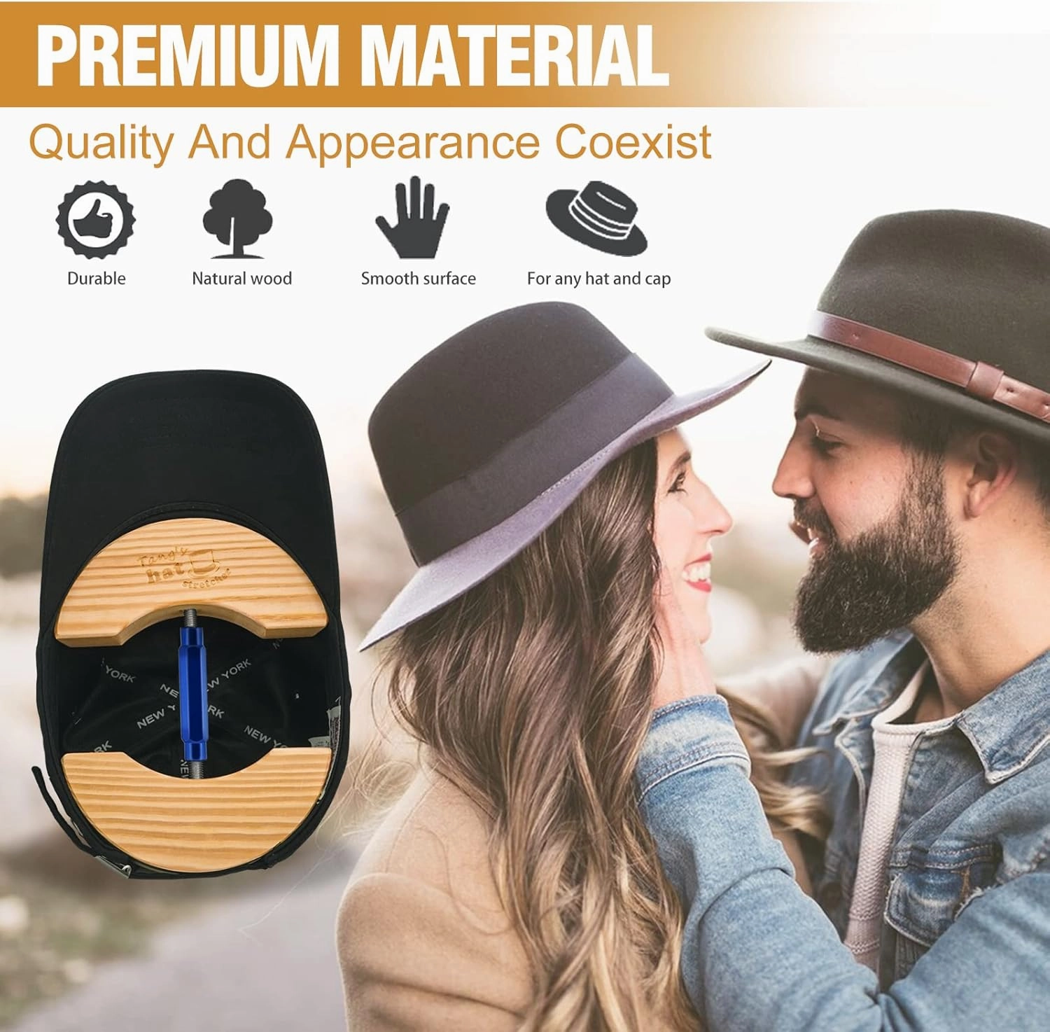 Tang's Wooden Hat Stretcher for Fitted Hats,Adjustable Turn Buckle .OneSizeUnisex AdultsHatShaper, Suit for All Hat Women&Men