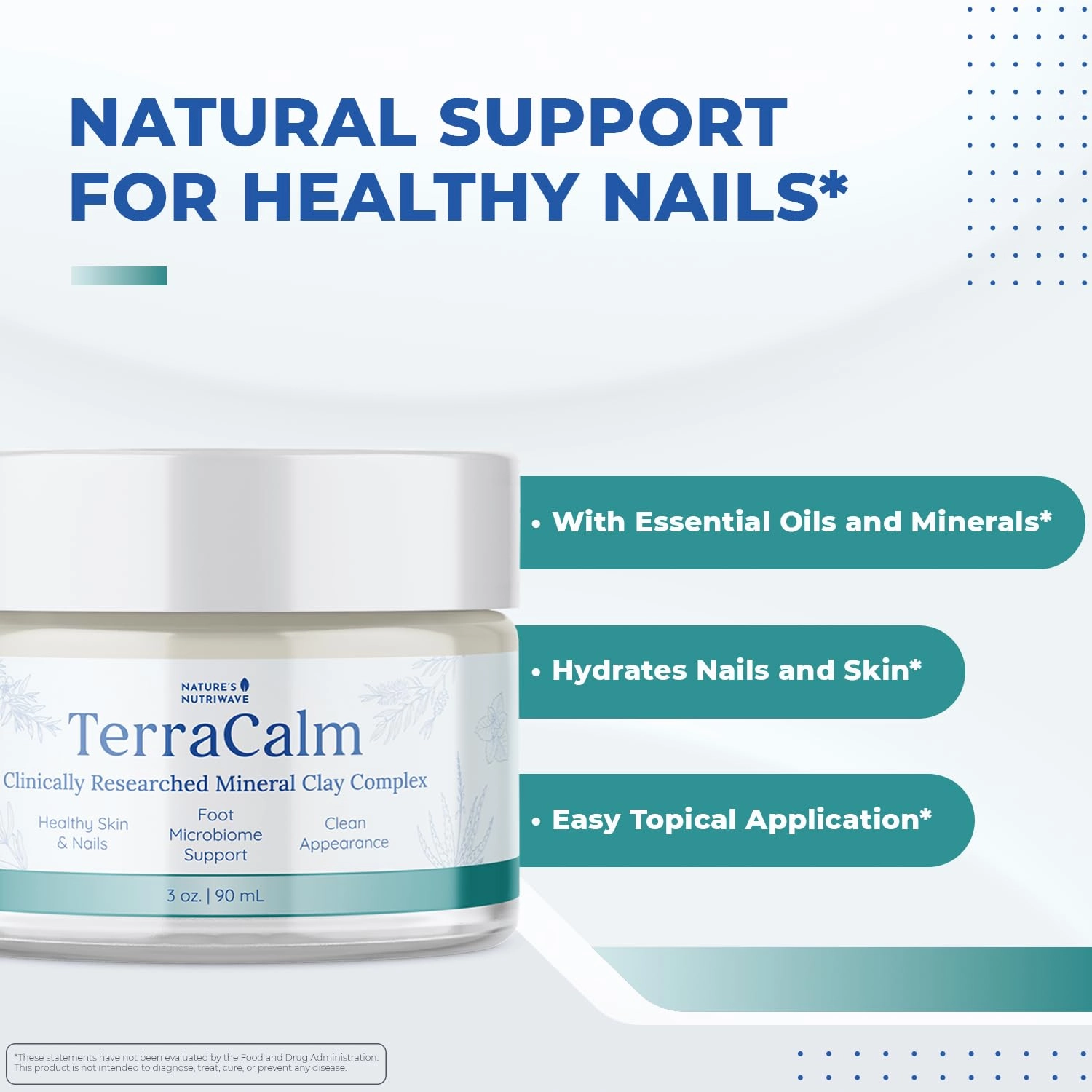 TerraCalm – Mineral Clay Complex for Healthy Skin and Nails – Plant-Based Topical with Essential Oils, Aloe & Vitamin E – Non-GMO, GMP Certified, 3 oz, 90ml, 1 Month Supply
