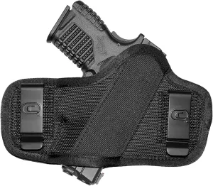 The Clip-On Low Profile OWB Ambidextrous Holster for Semi-Automatic Pistols - Durable Compact Outside The Waistband Handgun Holster for Men & Women - Fits Right/Left Hand Shooters - Black