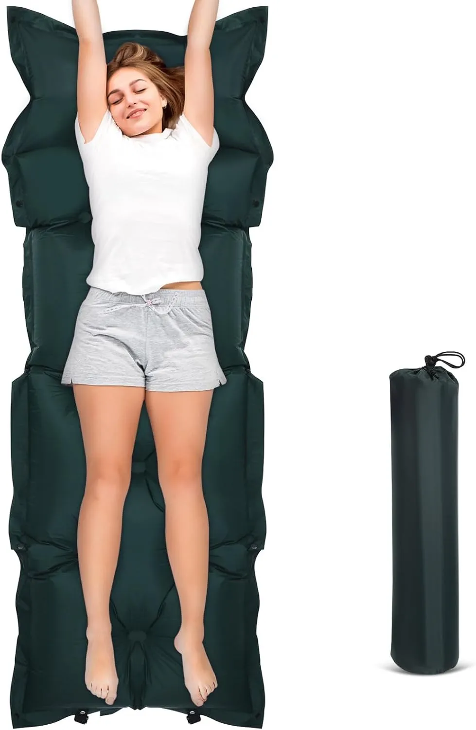 Thick Inflatable Sleeping Pad Camping Mattress Pillow Automatic Inflation Large Size for Adults