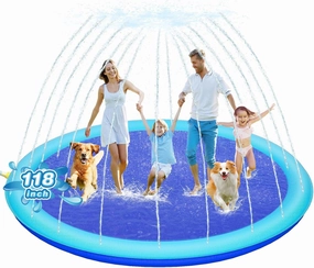 Thicken 118'' Giant Splash Pad, Non-Slip Splash Pad for Kids and Dogs, Toddler Sprinkler Pool & Splash Play Mat, Summer Outside Water Toys Large Splash Pads for Kids Activity, Easy to Use/Clean