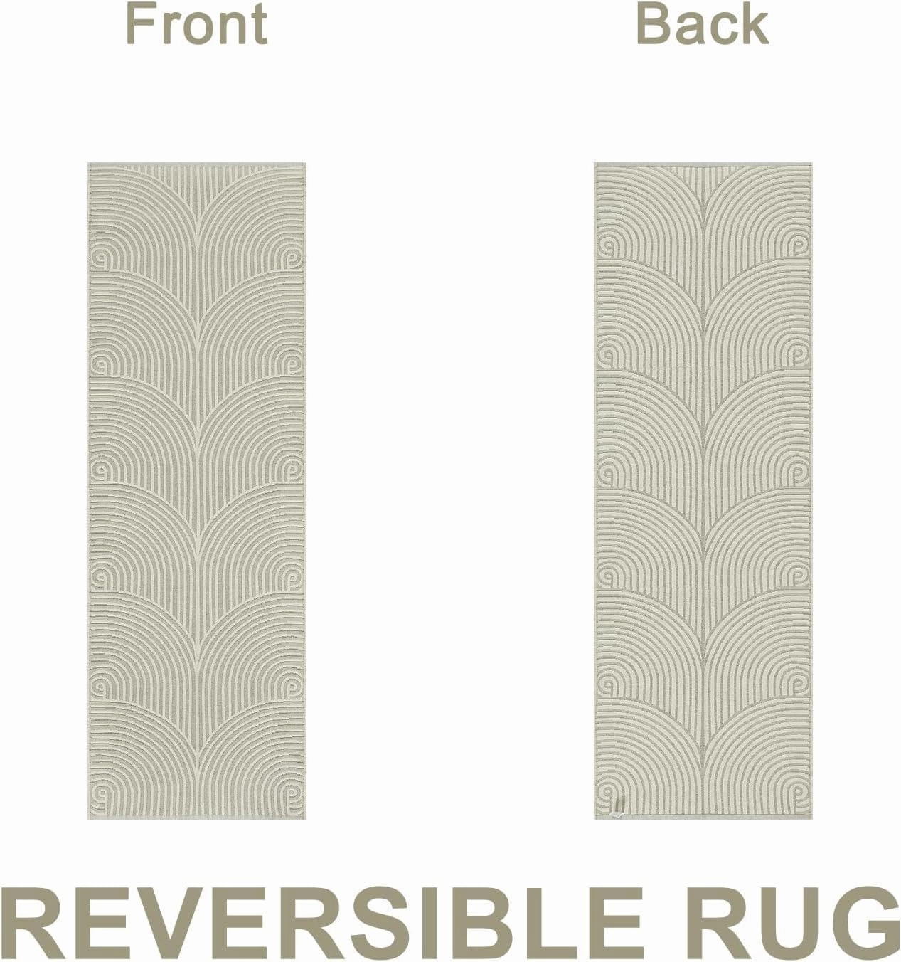 Tiffasea Washable Runner Rug 2x6 ft Hallway Kitchen Runner Rugs Reversible Beige Entryway Runner Indoor Carpet Runners Cotton Woven Modern Area Rugs for Bedroom Bathroom Mudroom