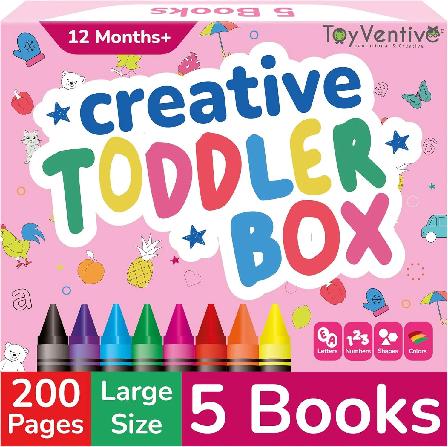 TOYVENTIVE Toddler Coloring Books & Crayons, Toys & Birthday Gifts for 1 ,2,3,4 Years Old Girls, Toddlers & Preschoolers Ages One,Two,Three,Four year olds