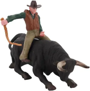 Toyvian 2 Sets Simulation Western Cowboy Bull Model Adornment - Pvc Static Matador Toy for Kids, Farm Toys, Cowboy Action Figures, Bull Riding Toys, Rodeo Toys