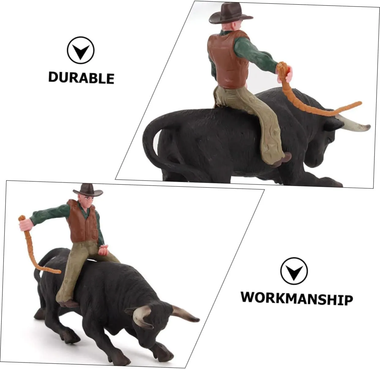 Toyvian 2 Sets Simulation Western Cowboy Bull Model Adornment - Pvc Static Matador Toy for Kids, Farm Toys, Cowboy Action Figures, Bull Riding Toys, Rodeo Toys
