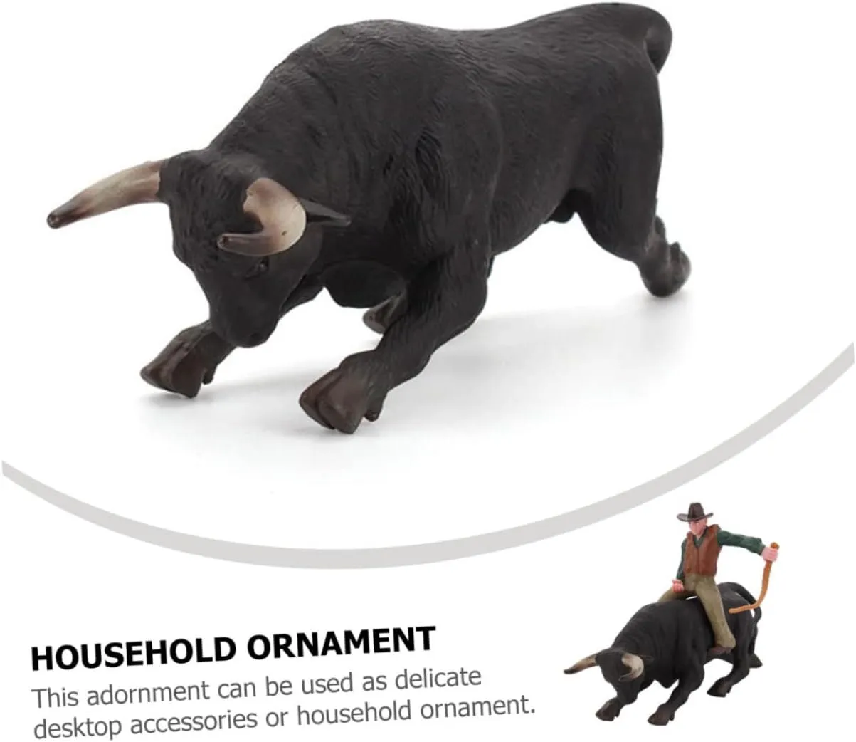 Toyvian 2 Sets Simulation Western Cowboy Bull Model Adornment - Pvc Static Matador Toy for Kids, Farm Toys, Cowboy Action Figures, Bull Riding Toys, Rodeo Toys