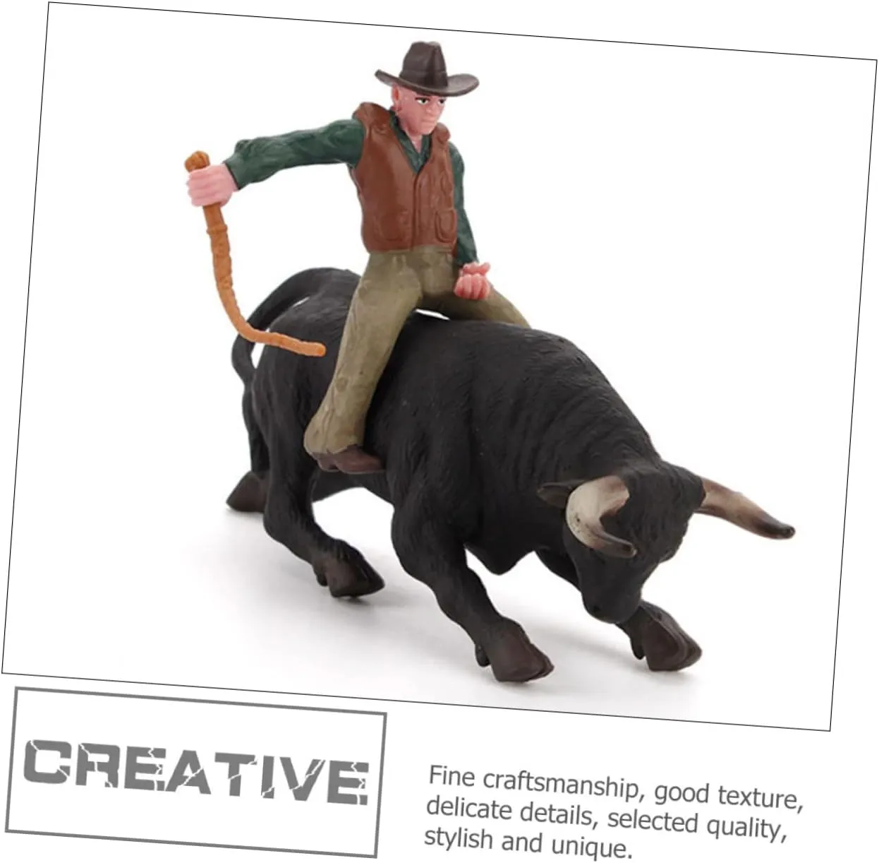 Toyvian 2 Sets Simulation Western Cowboy Bull Model Adornment - Pvc Static Matador Toy for Kids, Farm Toys, Cowboy Action Figures, Bull Riding Toys, Rodeo Toys