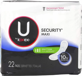 U by Kotex Maxi Pads, Long, Super Unscented 22 ea (Pack of 4)