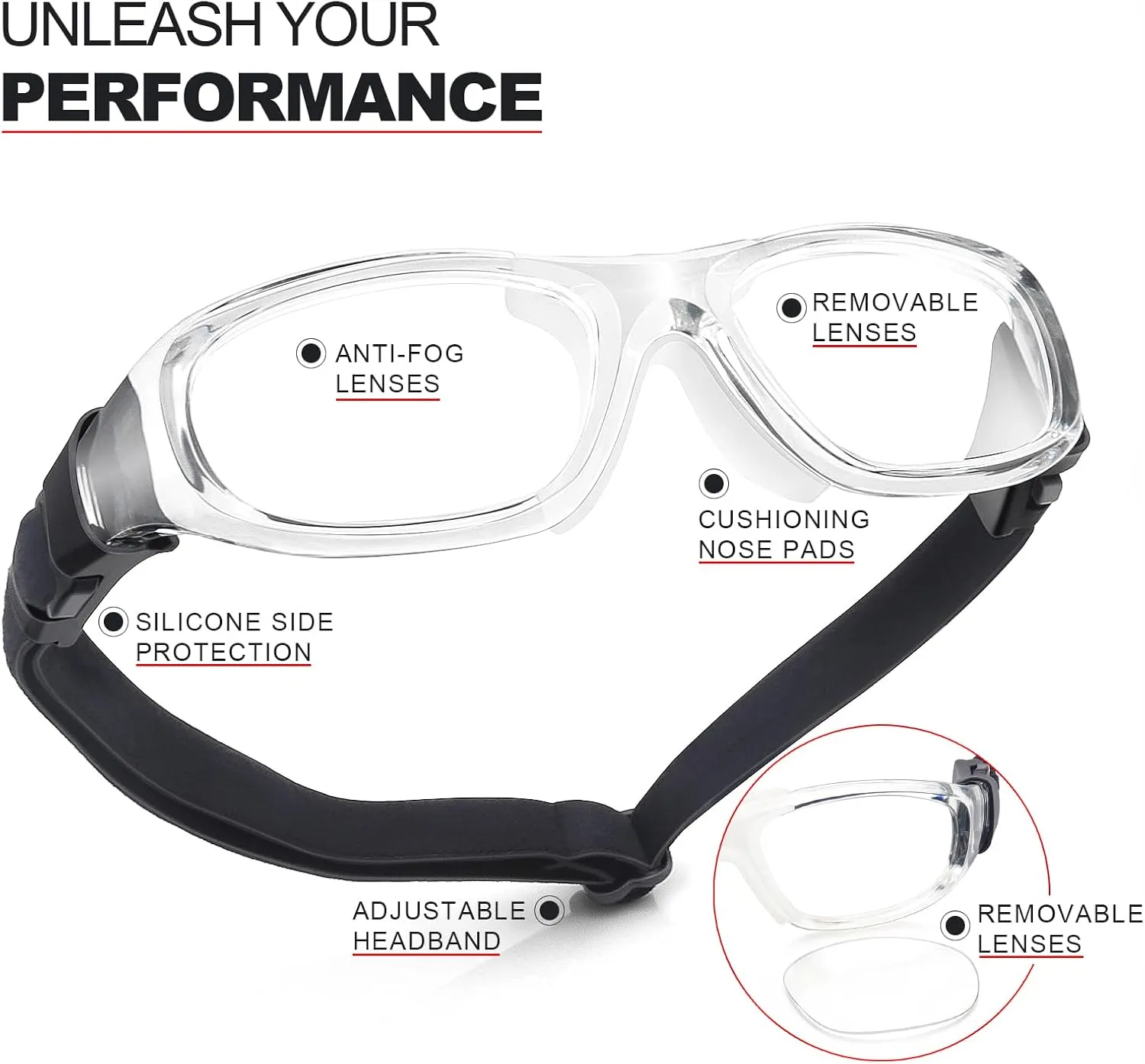 UKNOW Sports Goggles, Anti Fog Protective Eyewear, UV Protection Sports Glasses for Basketball, Racquetball, Pickleball
