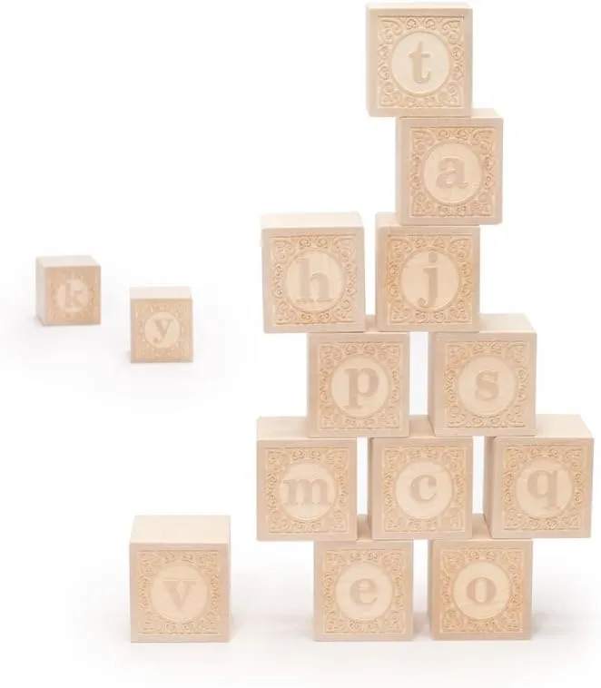 Uncle Goose Lowercase Alphablank Blocks - Made in The USA