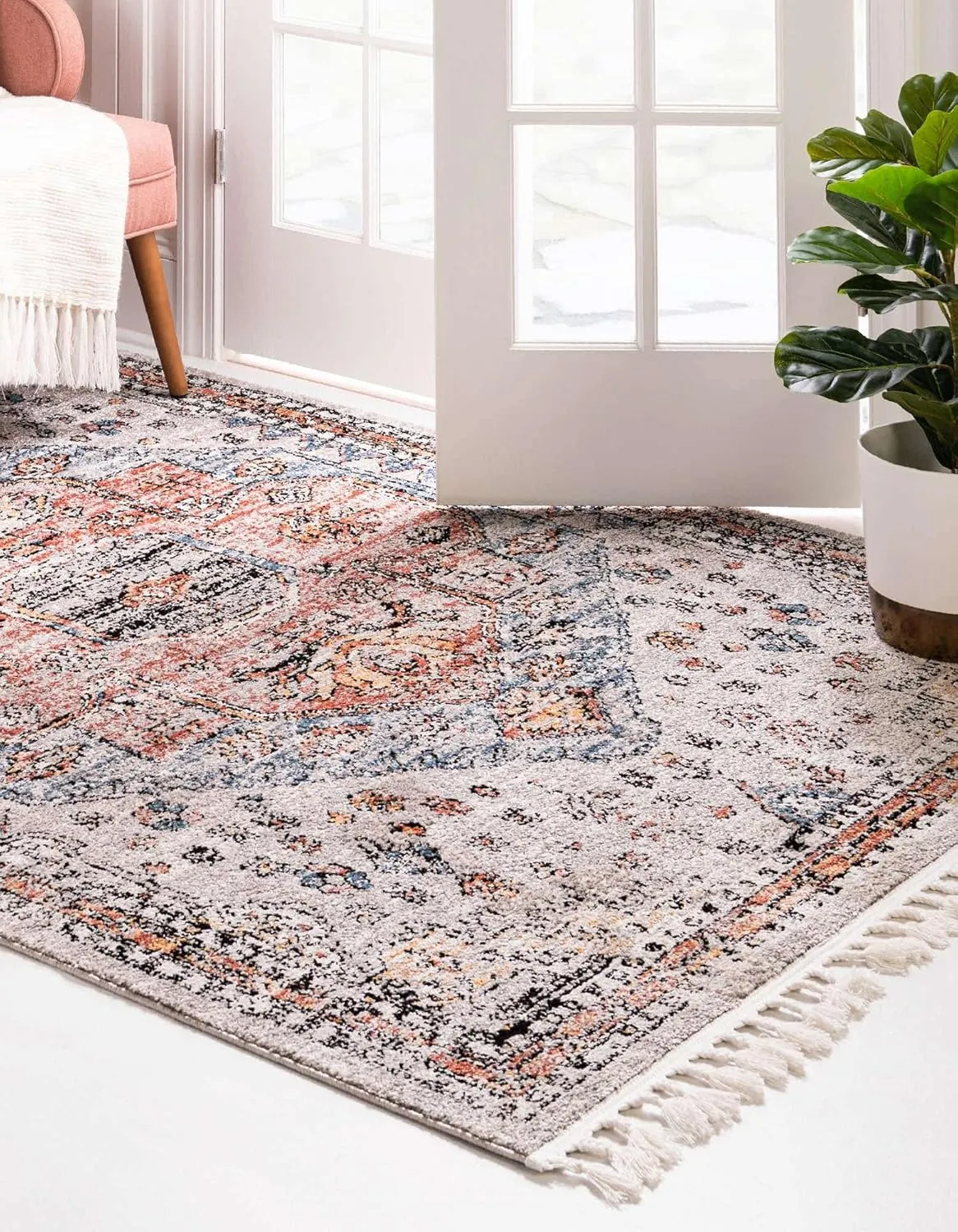 Unique Loom Aramis Collection Area Rug - Victor (3' 3" x 5' 3" Rectangle, Gray/ Black)