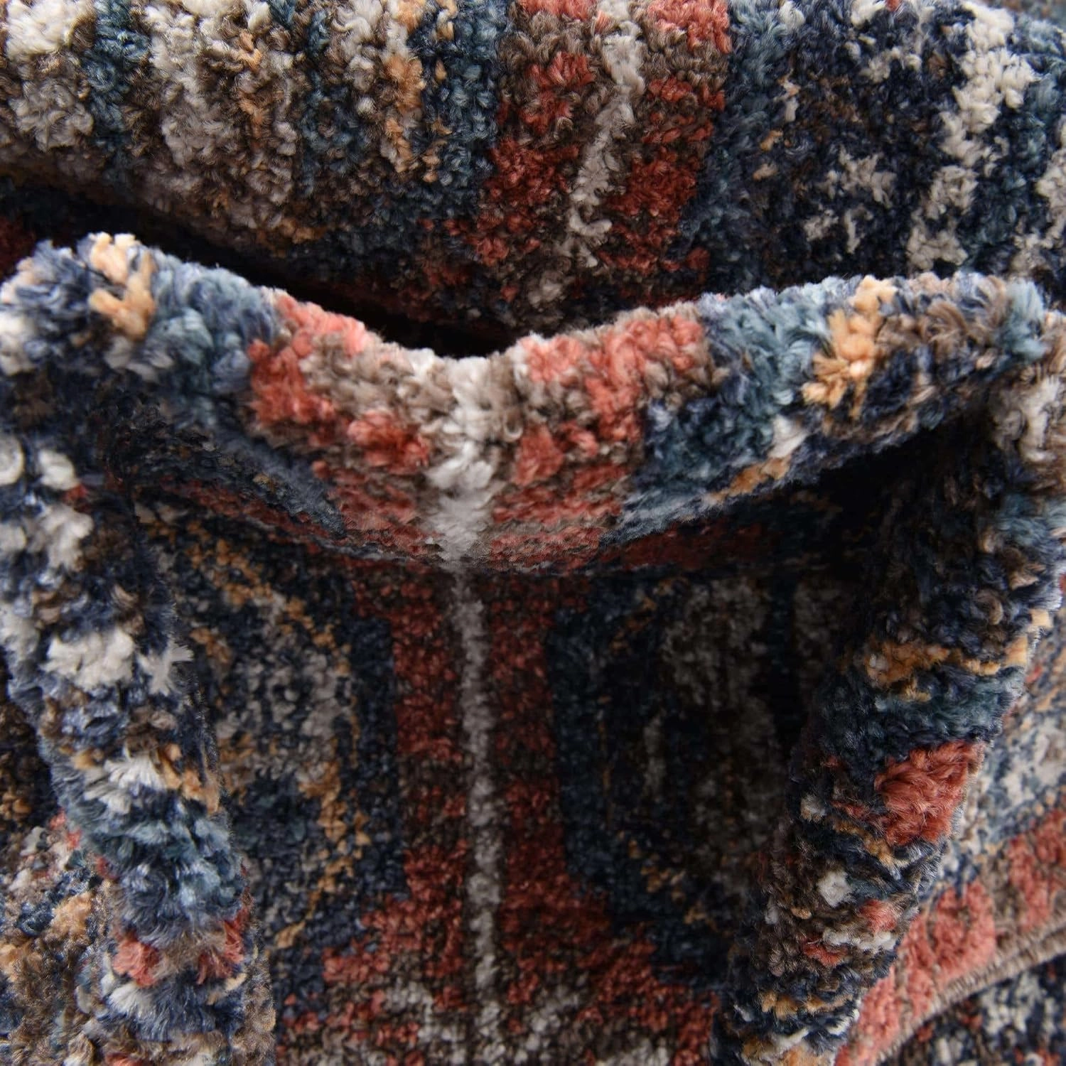 Unique Loom Aramis Collection Area Rug - Conner (2' x 8' Runner, Rust Red/ Blue)