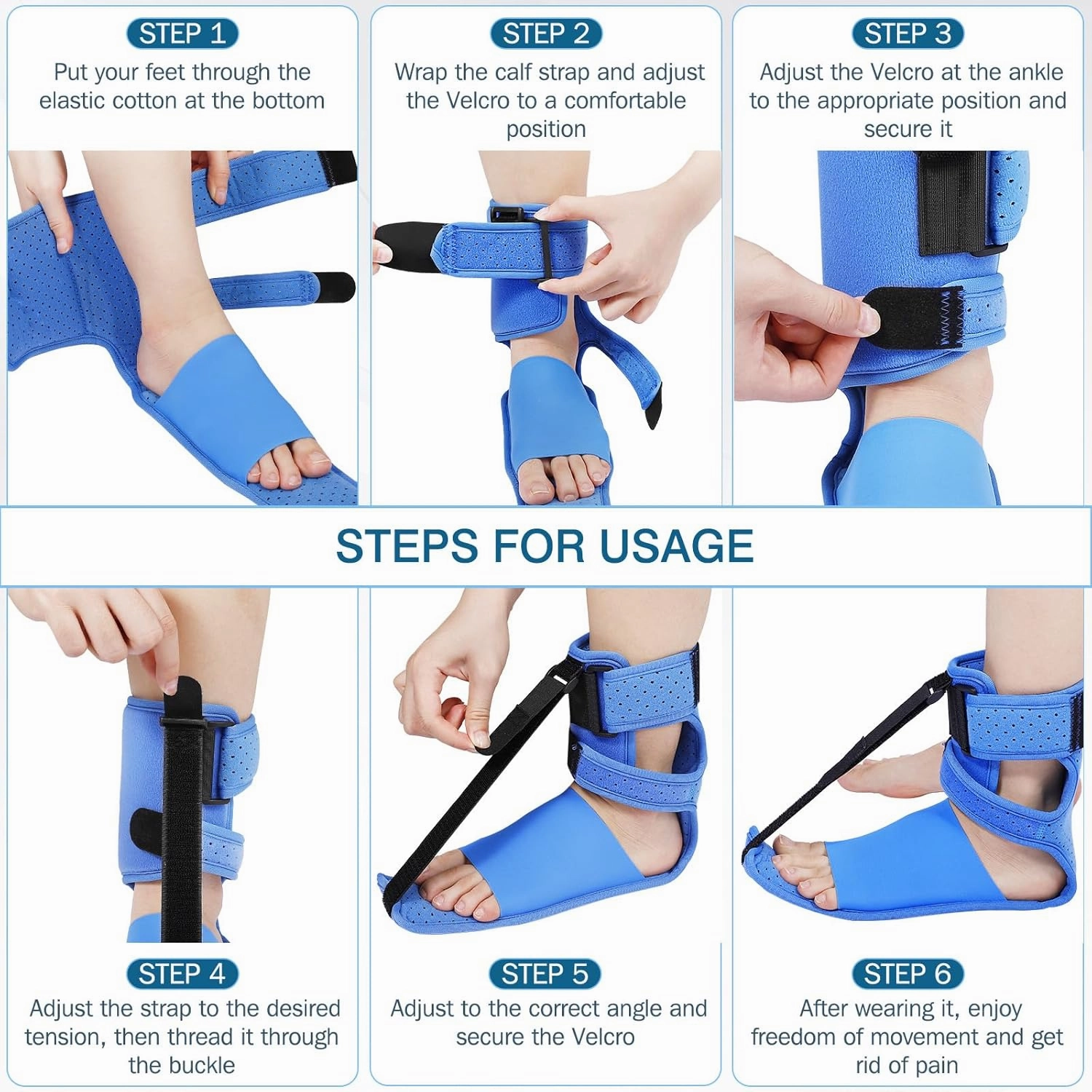 Upgrade Plantar Fasciitis Night Splint & Relief Brace with Adjustable Straps - Support for Achilles Tendonitis, Heel Spur Pain, Day & Night Use