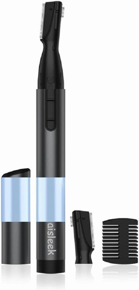 Upgraded Eyebrow Trimmer, Precision Detailer Facial Hair Trimmer with Rinseable Blade, Battery Powered Eyebrow Razor with Comb, Compact Pen-Size Safe Painless Shaver for Men Women