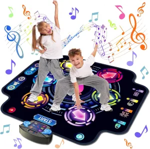 【Upgraded】KIZJORYA Dance Mat for Kids, Electronic Light-up Dance Pad with Wireless Bluetooth 5 Speeds 9 Levels, Dancing Mat for Toddlers Music Game Dance Toy for Girls Boys 3 4 5 6 7 8 9 10  Year Old