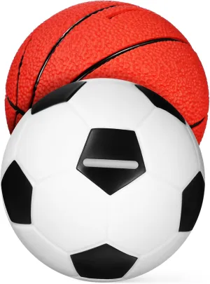 UPKOCH 2pcs Boy Girl Bank Set Fun Basketball Soccer Design Portable Money Savings Jars for Boys Girls Lightweight Easy to Use Great Birthday Encourage Savings Financial Habits