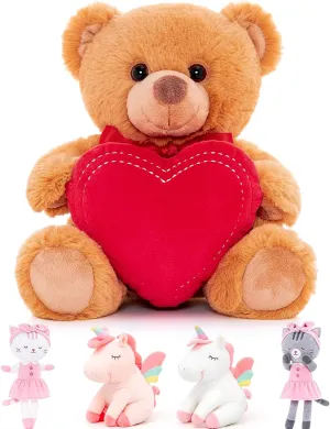 Valentine's Day Teddy Bear Gift Stuffed Animal Teddy Bear, Holding Love Heart Plush Bears, I Love You Mom, Gift for Mom, Girlfriends,8 inches