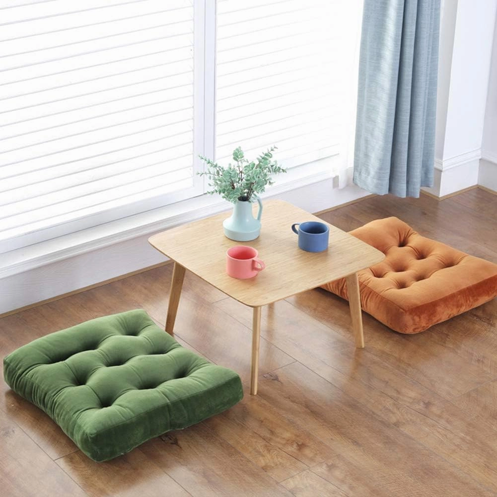 vctops Velvet Solid Chair Pad Super Soft Plush Washable Square Seat Cushion for Kitchen Dining Room (Khaki,18" x 18")
