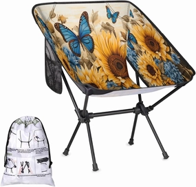 Vintage Flower Sunflower Camping Chair Lightweight Portable Chairs for Adults Easy Installation Outdoor Foldable Camping Chair for Camping Fishing Hiking Picnic Beach