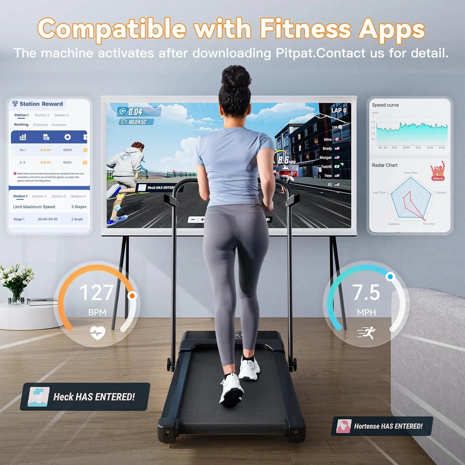 Walking Pad Treadmill with Incline, Portable Folding Walking Pad with Handle bar, Under Desk Walking Pad Treadmill for Home Small Space 300 lbs Capacity and Low Noise with Remote Control APP