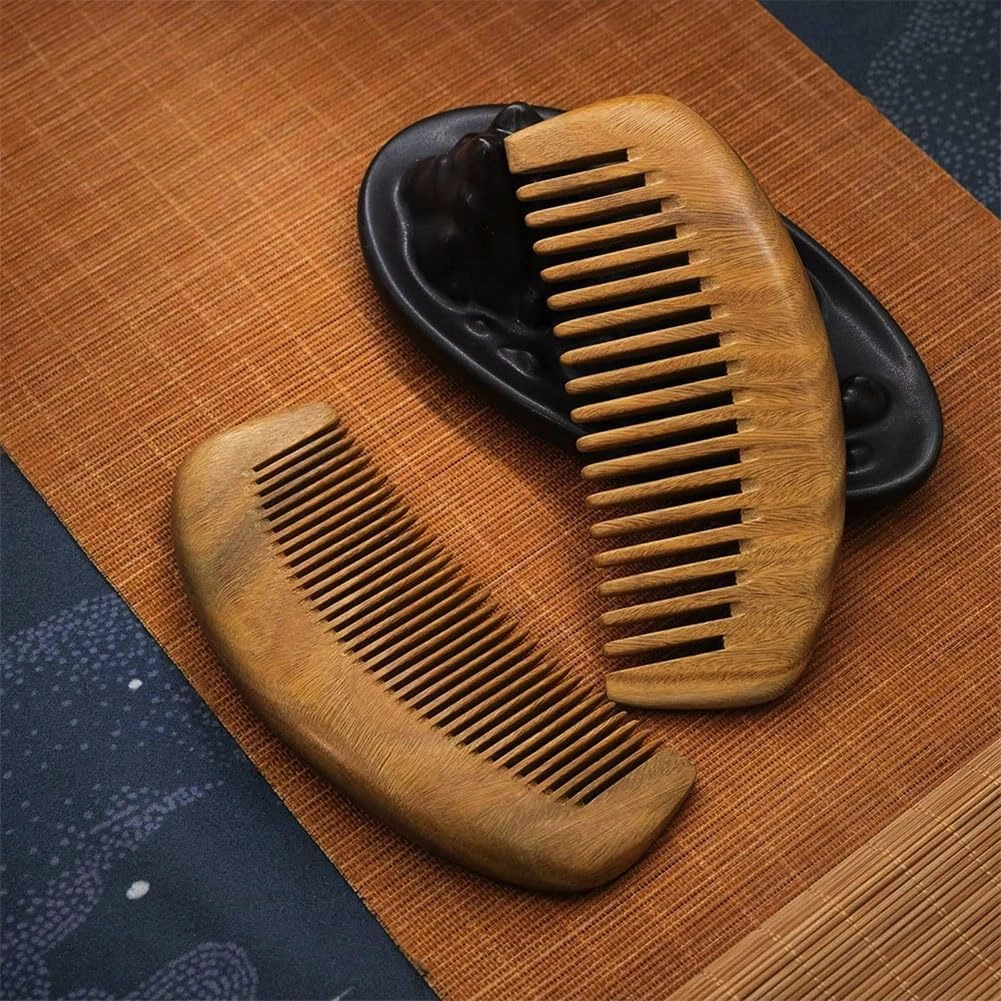 Walnut Wood Comb, 2024 New Walnut Hair Comb, Wood Combs for Women, Massage Your Head to Relax, Reduce Static, Walnut Wood Hair Comb, Wooden Wide Tooth Comb, Hand Made Comb for Women (2PCS-A3)