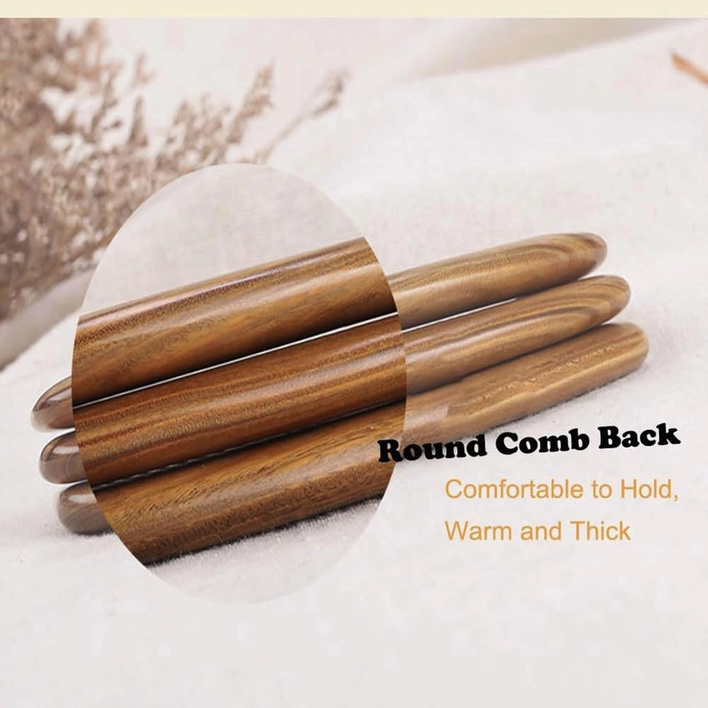 Walnut Wood Comb, 2024 New Walnut Hair Comb, Wood Combs for Women, Massage Your Head to Relax, Reduce Static, Walnut Wood Hair Comb, Wooden Wide Tooth Comb, Hand Made Comb for Women (2PCS-A3)