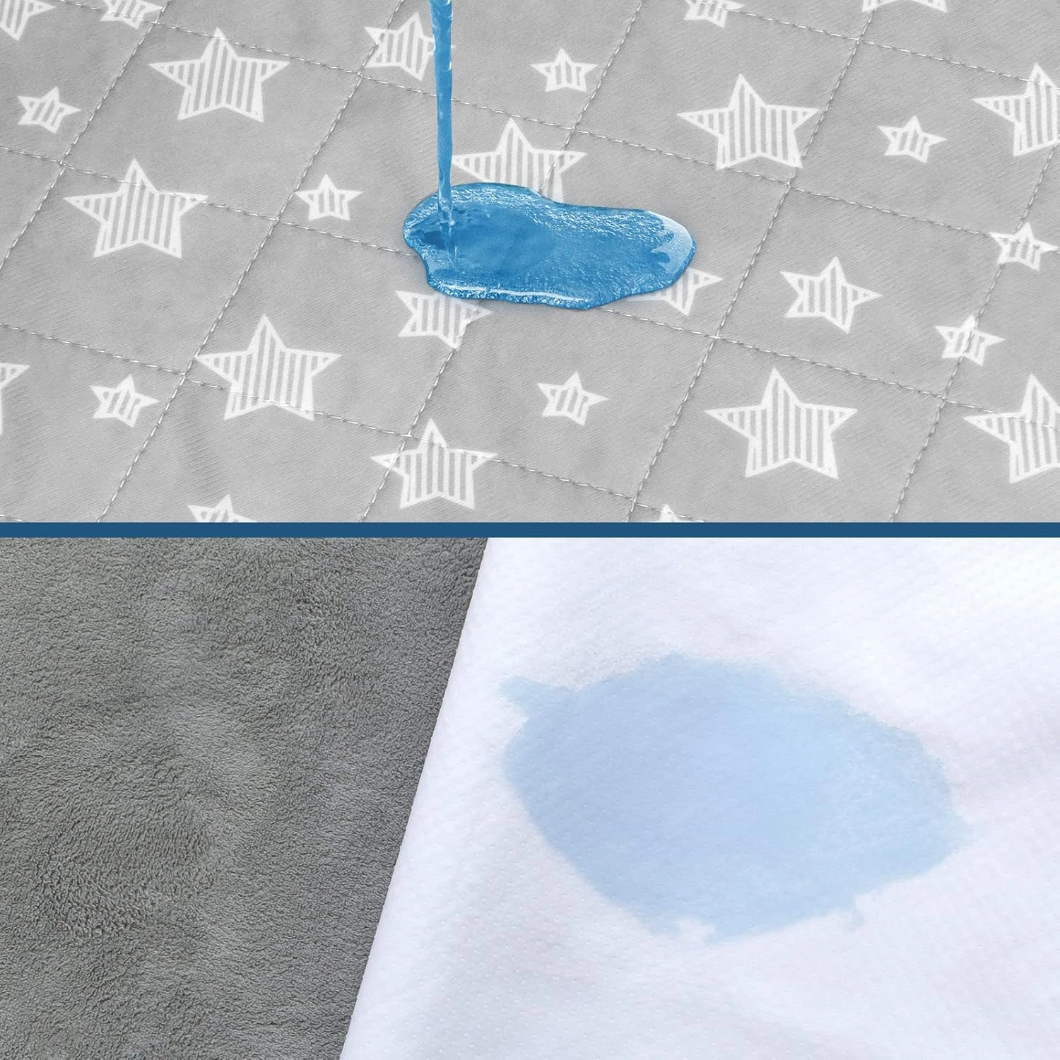 Waterproof Bed Pads Washable, Reusable Incontinence Pads for Kids, Adults, Elderly and Pets, Washable Underpads for Bed, Sofa, Floor, 22"x21" 4 Pack, Gray Star