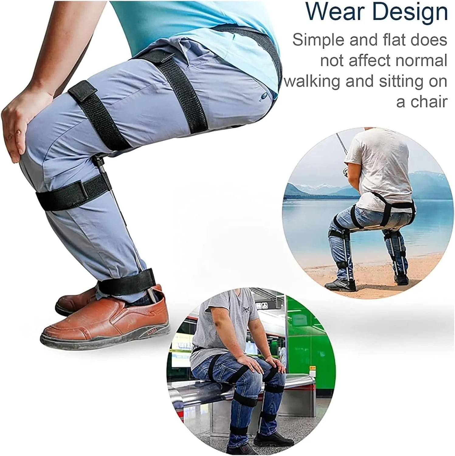 Wearable chair Adjustable Chairless Lightweight Leg Brace Seat 400lbs Max Weight,Exoskeleton Human But Sturdy Portable Retractable Folding Telescoping for Outdoor Fishing Hiking Travel 2.3kg(Green,XL)