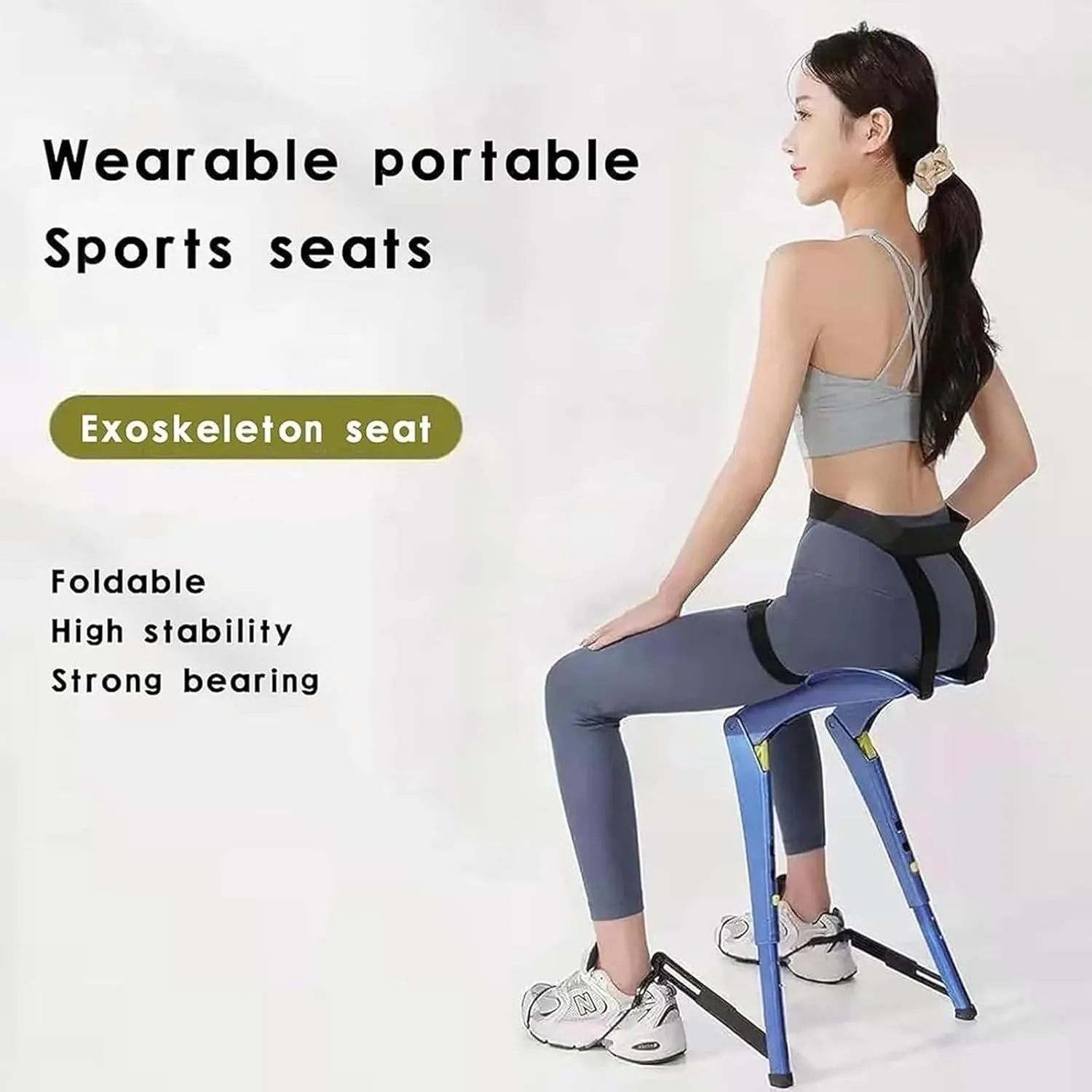 Wearable chair Adjustable Chairless Lightweight Leg Brace Seat 400lbs Max Weight,Exoskeleton Human But Sturdy Portable Retractable Folding Telescoping for Outdoor Fishing Hiking Travel 2.3kg(Green,XL)