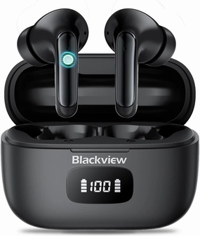 Wireless Earbuds, Bluetooth Headphones 5.3 with HiFi Stereo Deep Bass, Blackview 4 ENC Noise Cancelling Earbuds with LED Display, 56H Playtime, IPX7 Waterproof, for Android iOS Laptop