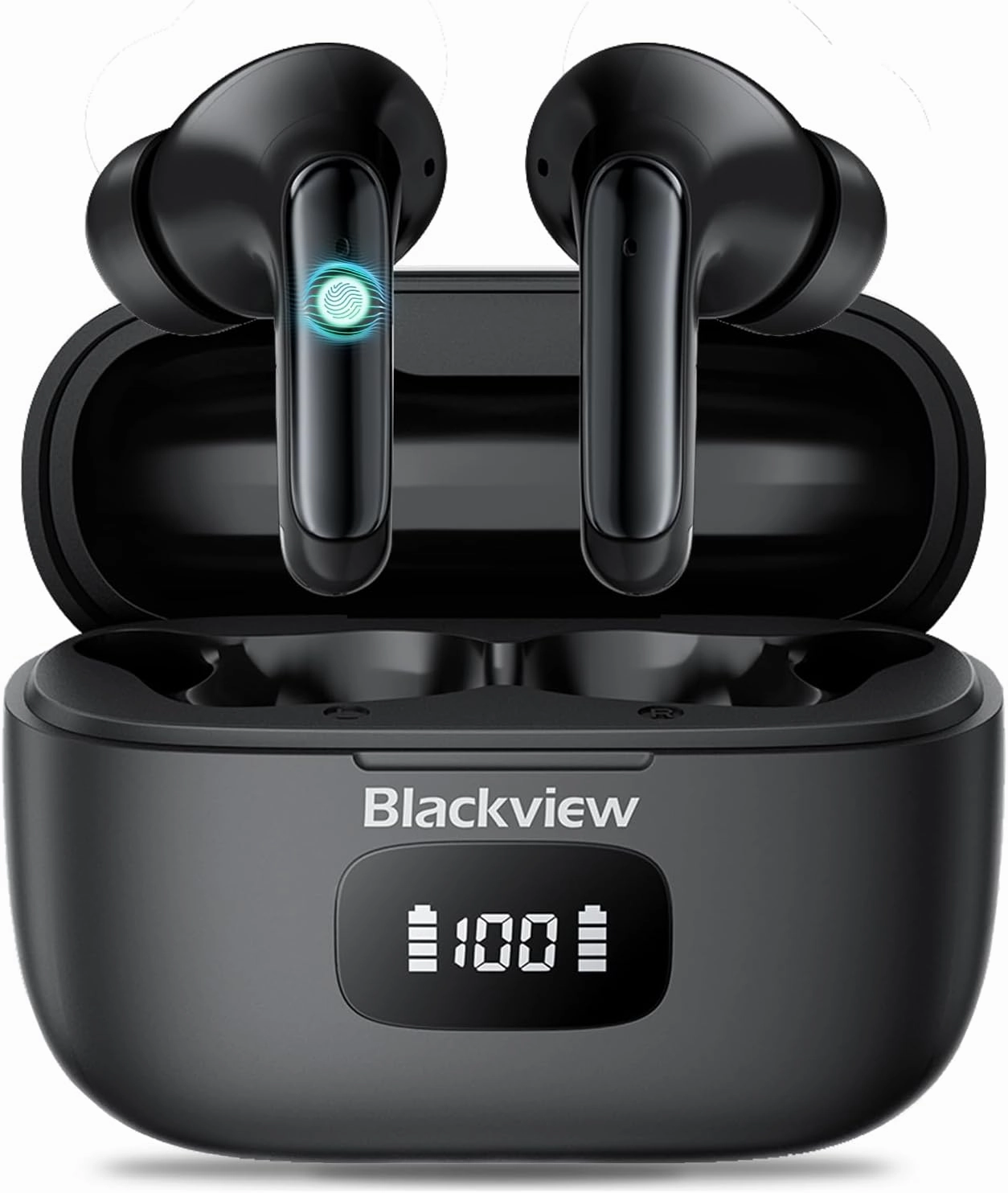 Wireless Earbuds, Bluetooth Headphones 5.3 with HiFi Stereo Deep Bass, Blackview 4 ENC Noise Cancelling Earbuds with LED Display, 56H Playtime, IPX7 Waterproof, for Android iOS Laptop